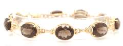 Wonderful Smokey Quartz Yellow Gold Bracelet