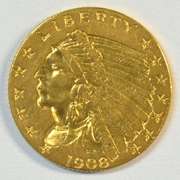 Near Mint 1908 US $2.50 Indian Gold Piece. Nice