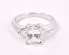 White Crystal Ring in Sterling Silver