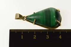 14K Yellow Gold Pear Malachite Natural Cabochon Statement Pendant