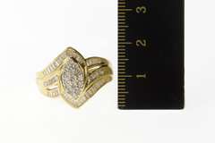 14K Yellow Gold 0.77 Ctw Diamond Encrusted Cluster Statement Ring