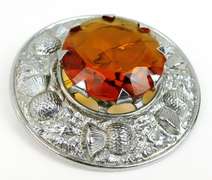 Vintage Thistle Pin with Huge Glass Stone