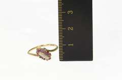 10K Yellow Gold Diamond Ruby Halo Cluster Bypass Statement Ring