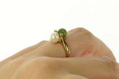 14K Yellow Gold Pearl Jadeite CZ Accent Statement Ring