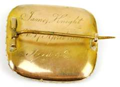1815 Regency 9CT Gold Mourning Brooch, Inscribed
