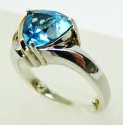 Sterling & 14K Blue Topaz & Diamonds Ring, 5.5