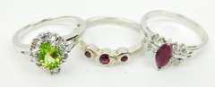 3 Contemporary Sterling Silver Gemstone Rings