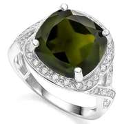 5.50 CT CREATED GREEN SAPPHIRE & 2PCS CREATED WHITE SAPPHIRE 925 STERLING SILVER