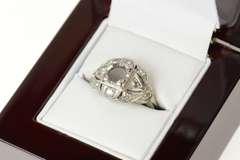 14K White Gold 0.30Ctw Art Deco Diamond Engagement Setting Ring