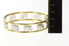 14K Yellow Gold Two Tone Stylized Elephant Bangle Bracelet
