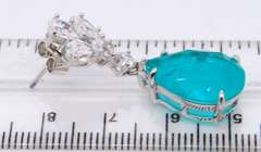 Sterling Silver Green and White Cubic Zirconia Dangle Earrings