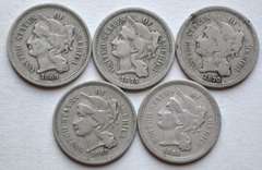 5 Three Cent Nickels