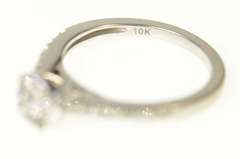 10K White Gold Ctw Diamond Halo Classic Engagement Ring