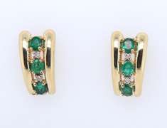 Powerful Yellow Gold Emerald and Diamond Earrings