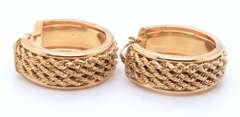 Handsome Yellow Gold Triple Row Rope Earrings