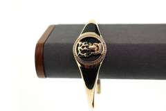 Agressive 14k Gold and Onyx Panther Bangle Bracelet Handmade Italian with Cubic Zirconias