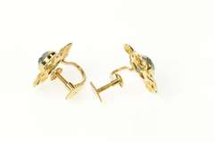 14K Yellow Gold 1940's Blue Topaz Flower Blossom Dangle Earrings