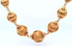 Bright 22KT Fluted Bead Necklace