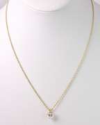 Lovely Heart Crystal Pendant Necklace in 14K Yellow Gold