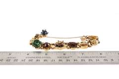 Very Rare Vintage 14KT Nature Motif Bracelet with Mixed Gems in Gold