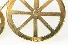 14K Yellow Gold Diamond Big Wheel Tricycle Bike Pin/Brooch