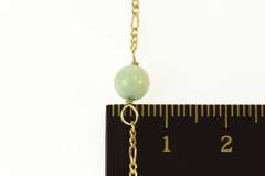 14K Yellow Gold Pale Green Quartz & Coral Retro Chain Necklace