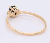 Dainty Yellow Gold  Oval Sapphire & Diamond Accent Ring