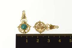 14K Yellow Gold Malachite Dangle Stud Enhancer Earring Jackets
