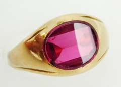 Men's 10K Synthetic Ruby Deco Ring, Size 11