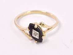 Onyx and Diamond Ring in Yellow Gold