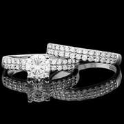 BEAUTIFUL ! 1 4/5 CARAT (53 PCS) FLAWLESS CREATED DIAMOND 925 STERLING SILVER RI