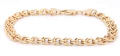 Gleaming 14KT Double Link Charm Bracelet