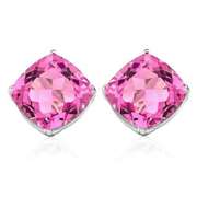 2.23 CT CREATED PINK SAPPHIRE 10KT SOLID GOLD EARRINGS STUD