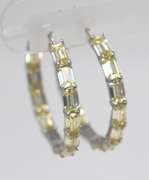 Sterling Silver Yellow Cubic Zirconia Hoop Earrings