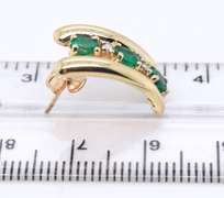Powerful Yellow Gold Emerald and Diamond Earrings