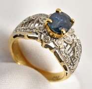 Modern 18k Filigree Sapphire Ring
