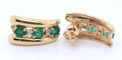 Powerful Yellow Gold Emerald and Diamond Earrings