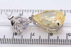 Sterling Silver Pear Shaped Yellow Cubic Zirconia Dangle Earrings