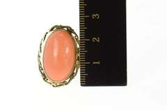 14K Yellow Gold Victorian Ornate Coral Cabochon Cocktail Ring