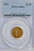 Choice BU 1928 US $2.50 Indian Gold Piece. PCGS MS62