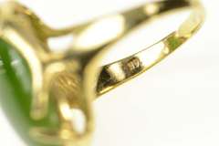 14K Yellow Gold Marquise Nephrite Diamond Retro Cocktail Ring