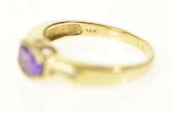 14K Yellow Gold Oval Amethyst Diamond Channel Accent Ring