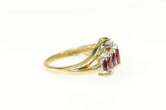 10K Yellow Gold Marquise Ruby Diamond Ornate Statement Ring