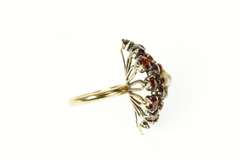 14K Yellow Gold Ornate 1950's Syn. Garnet Cluster Cocktail Ring