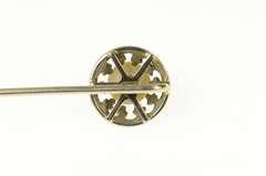 14K White Gold Ornate Floral Trim Pearl Classic Stick Pin