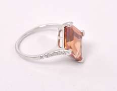 Orange Gemstone Ring in Sterling Silver