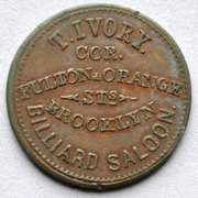 T Ivory Billiard Saloon Brooklyn New York Civil War Store Card