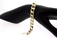 Handmade Italian 14k Gold Contemporary Curb Chain Bracelet