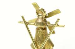 14K Yellow Gold Articulated Dutch Windmill Netherlands Charm/Pendant