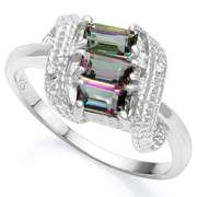 3/4 CT MYSTIC TOPAZ & DIAMOND WOMEN 925 STERLING SILVER RING